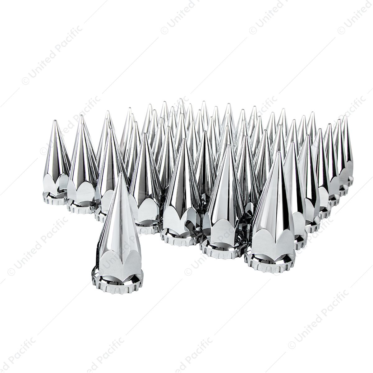 33mm X 4-3/4" Chrome Super Spike Nut Covers - Thread-On (60-Pack)