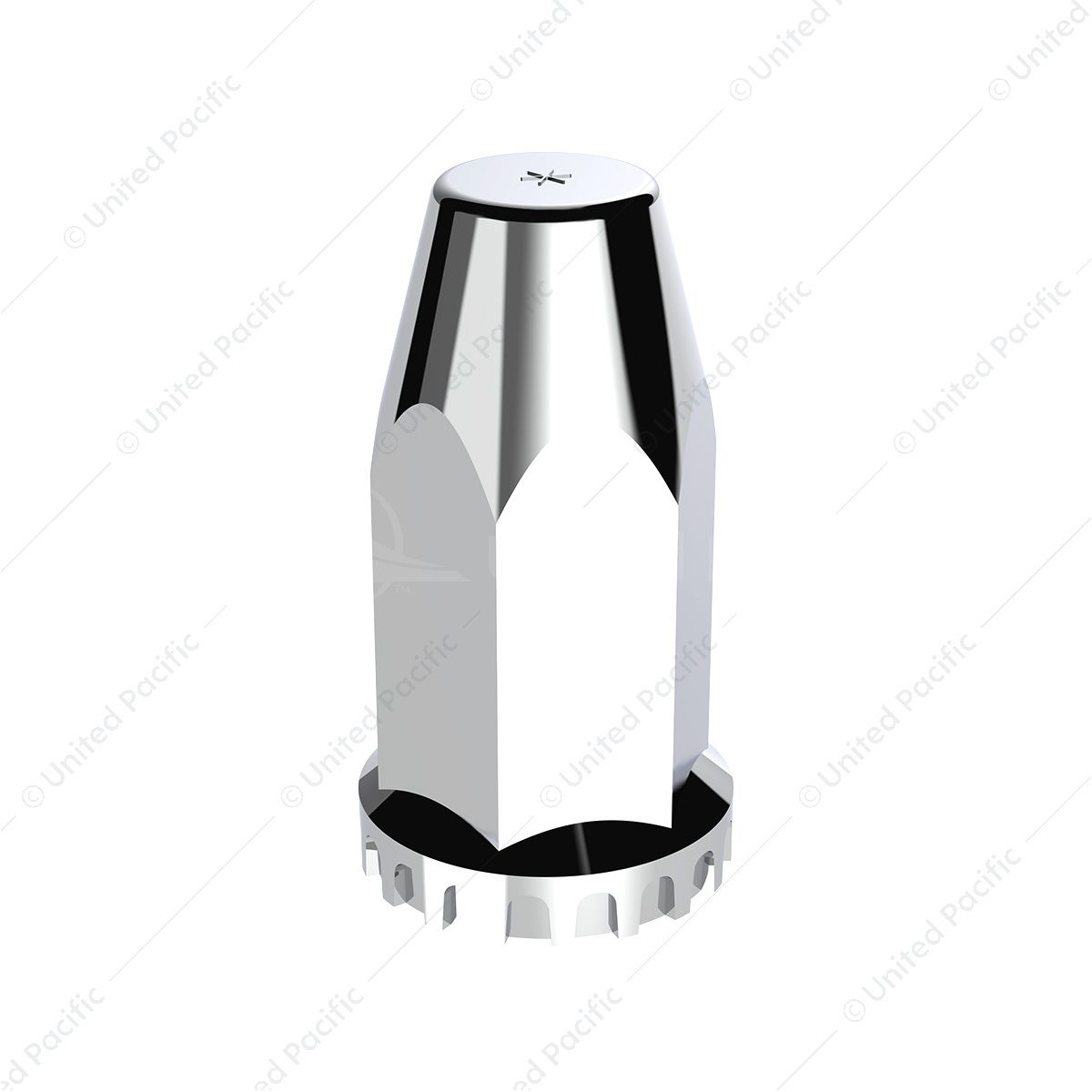 33mm X 4" Chrome Plastic Extra Tall Nut Cover With Flange - Thread-On (Bulk)