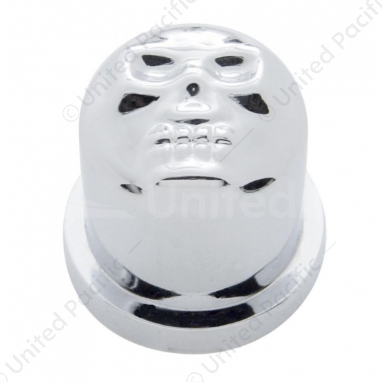1-1/8" X 1-7/8" Chrome Plastic Skull Nut Cover, Push-On Style (Bulk)