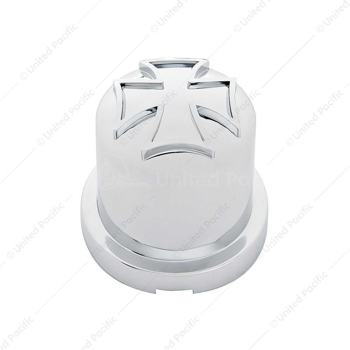 1/2" X 1" Chrome Plastic Iron Cross Nut Cover, Push-On Style (10-Pack)