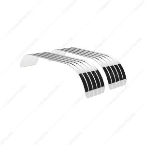 126" 430 Stainless Steel (18ga) Beaded Edge Ribbed Full Fender  54" Spread - SR Series (Pair)