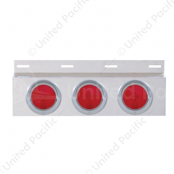 Stainless Top Mud Flap Plate With Three 4" Lights & Visor - Red Lens (Each)