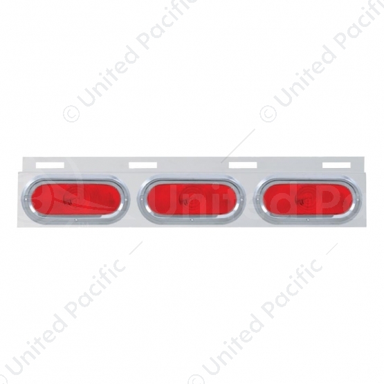 Stainless Top Mud Flap Plate With 3 Oval Lights & Visor - Red Lens (Each)