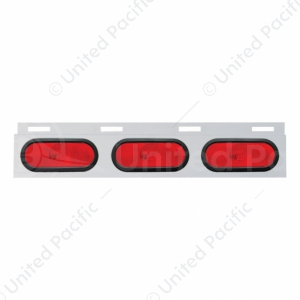 Stainless Top Mud Flap Plate With 3 Oval Lights & Grommet - Red Lens (Each)