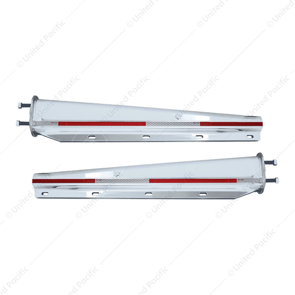 30" Stainless Heavy Duty Mud Flap Hangers With Reflector - 2.5" Bolt Pattern (Pair)