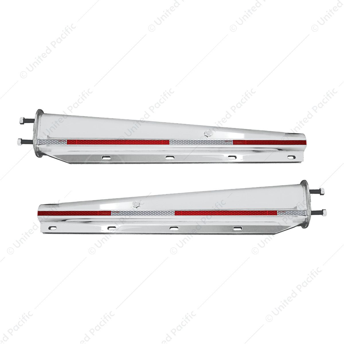 30" Chrome Heavy Duty Mud Flap Hangers With Reflector - 2.5" Bolt Pattern (Pair)