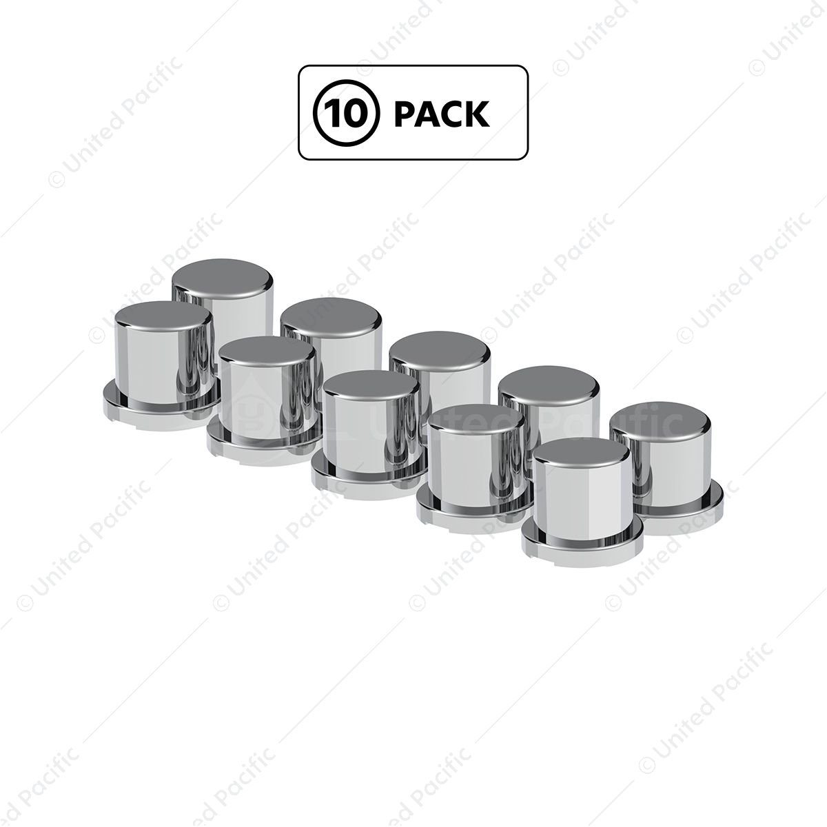 1/2" x 5/8" Chrome Plastic Flat Top Nut Covers - Push-On (10-Pack)