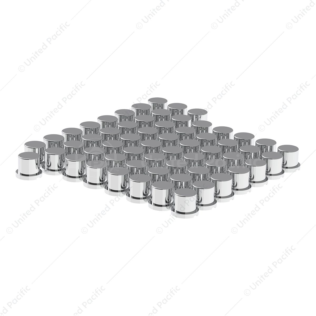 15/16" x 1-3/16" Chrome Plastic Flat Top Nut Covers - Push-On (Color Box of 60)