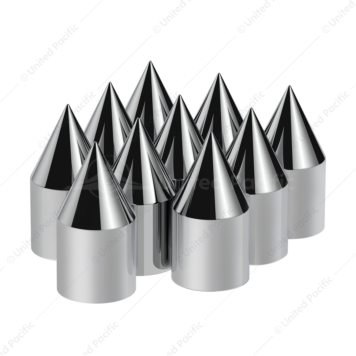 1-1/8" x 2-13/16" Chrome Plastic Spike Nut Covers - Push-On (Color Box Of 10)