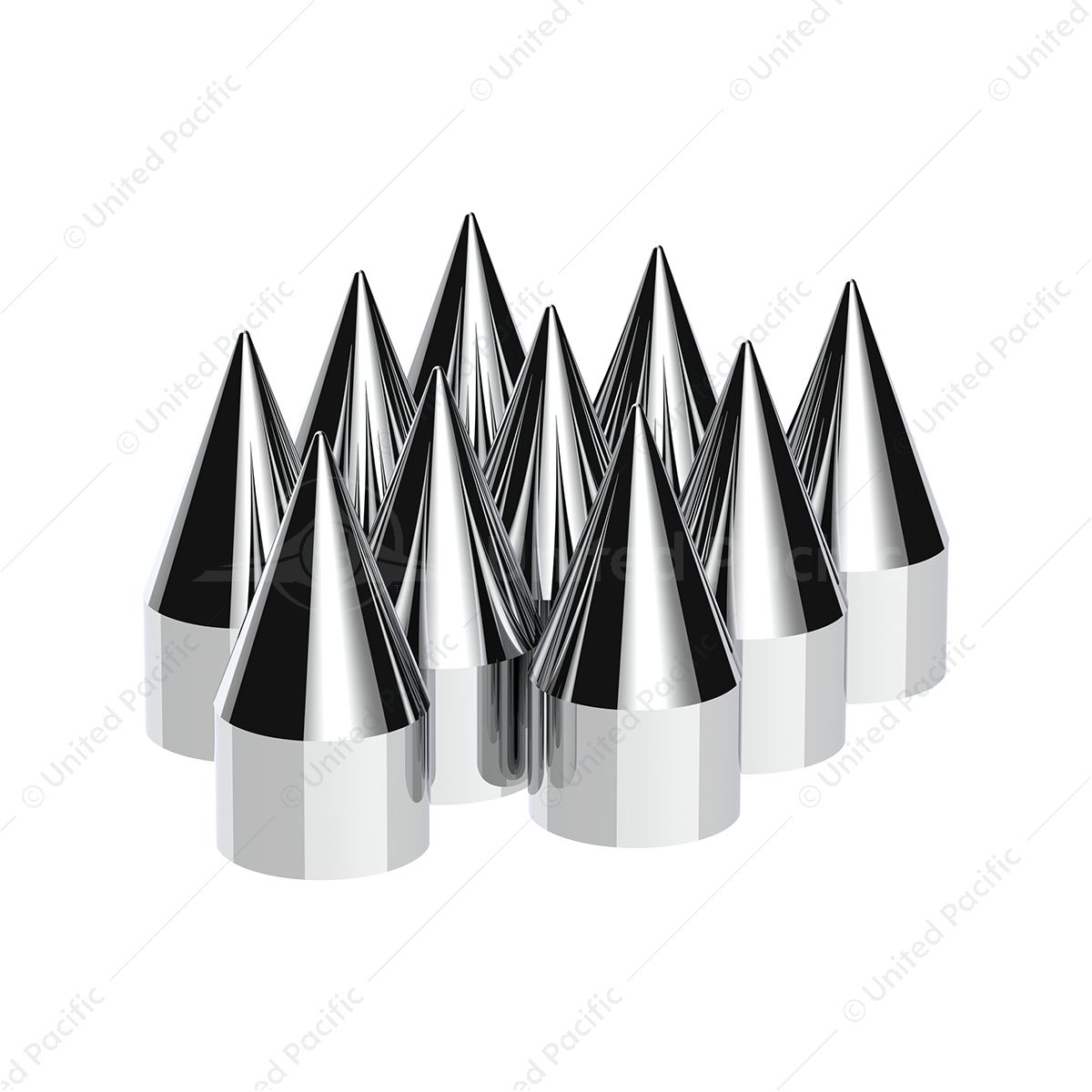 1-1/2" x 4-1/8" Chrome Plastic Spike Nut Covers - Push-On (10-Pack)