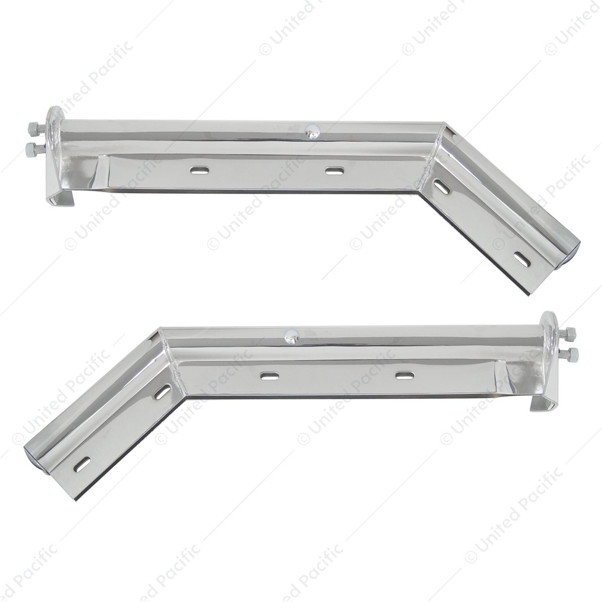 28" Chrome 45-Degree Angled Mud Flap Hangers - 1-1/8" Bolt Pattern - Competition Series (Pair)