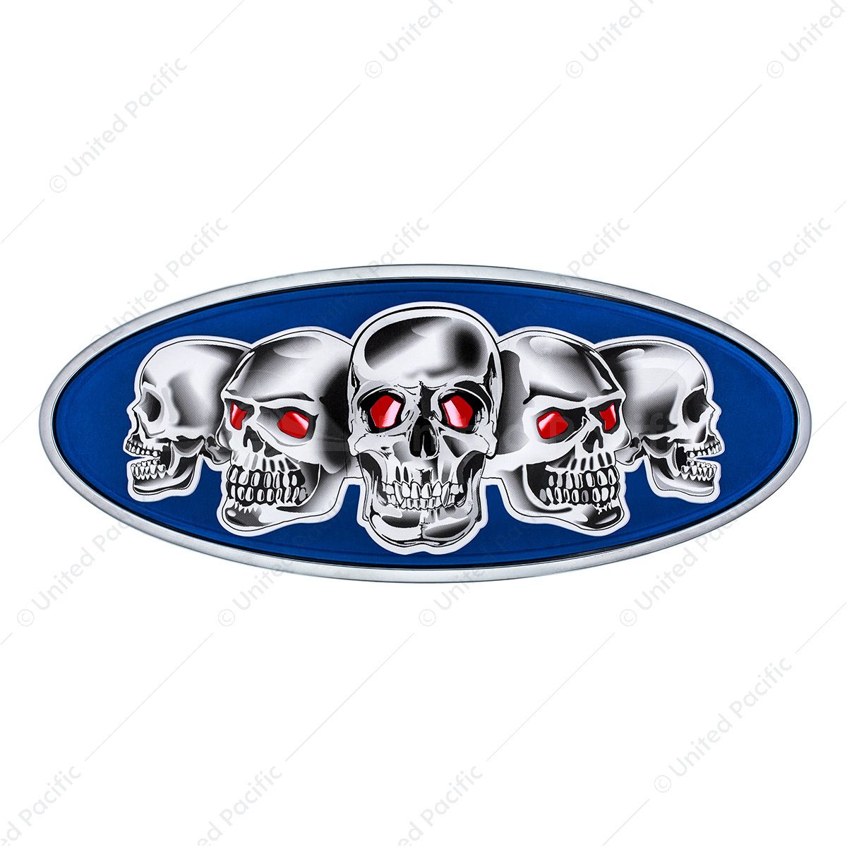Chrome Die Cast Skull Emblem - Blue