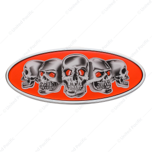 Chrome Die Cast Skull Emblem - Red