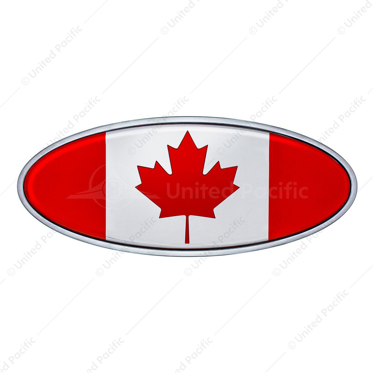 Chrome Die Cast Oval Emblem- Canada Flag