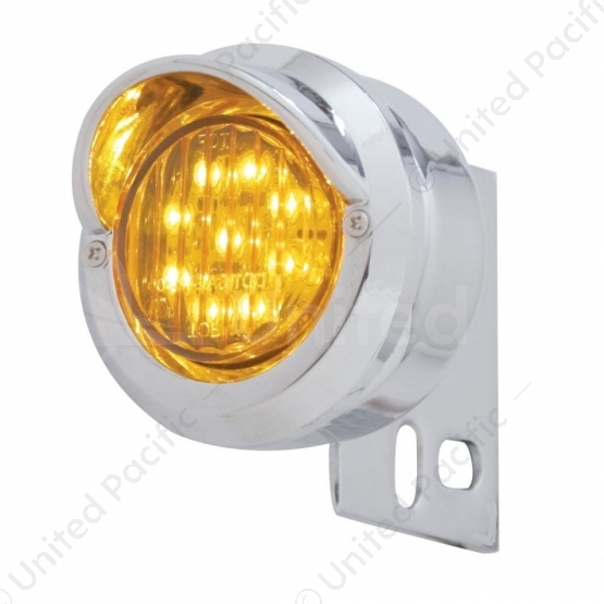 9 LED Mud Flap Hanger End Light With Visor - Amber LED/Amber Lens