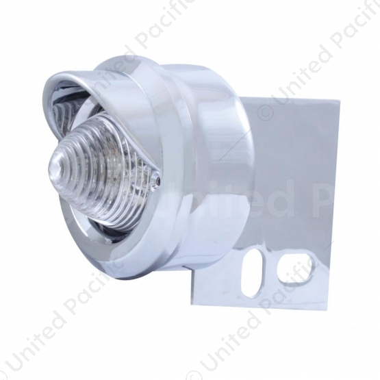 9 LED Beehive Mud Flap Hanger End Light With Visor - Red LED/Clear Lens