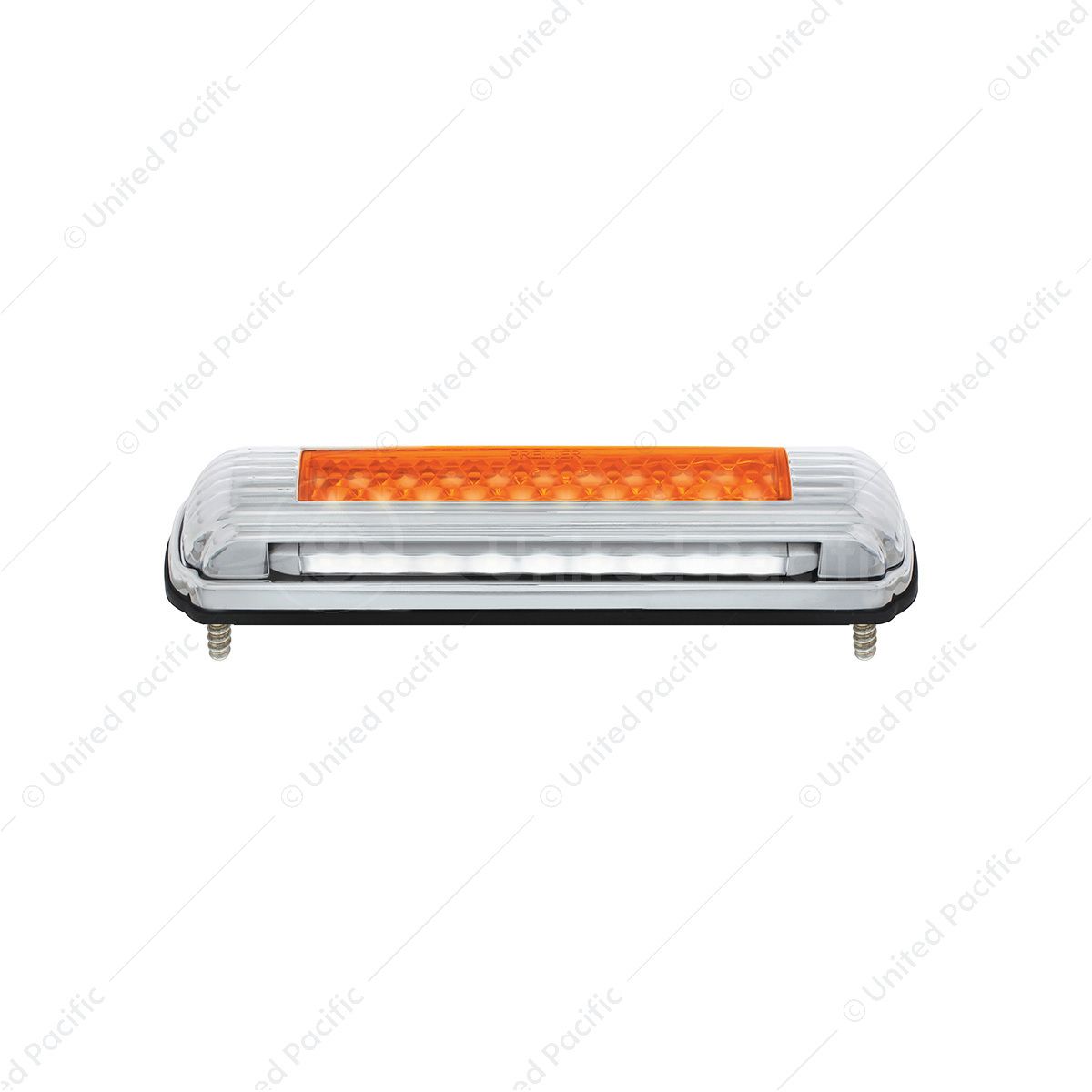 Chrome License Plate Light With Amber LED Auxiliary Light - Amber LED/Amber Lens