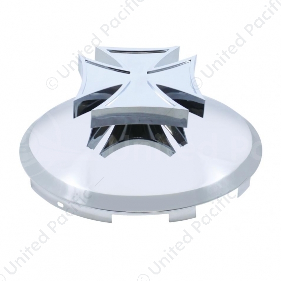 6 Uneven Notched Stainless Front Hubcap With Iron Cross Spinner - 7/16" Lip