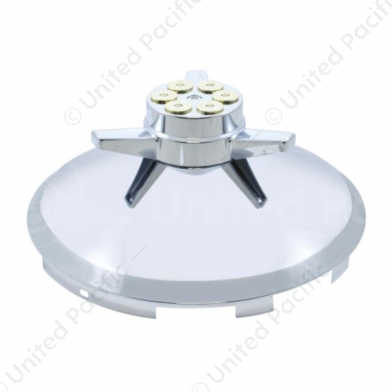 6 Uneven Notched Stainless Front Hubcap With Gun Cylinder Spinner - 7/16" Lip