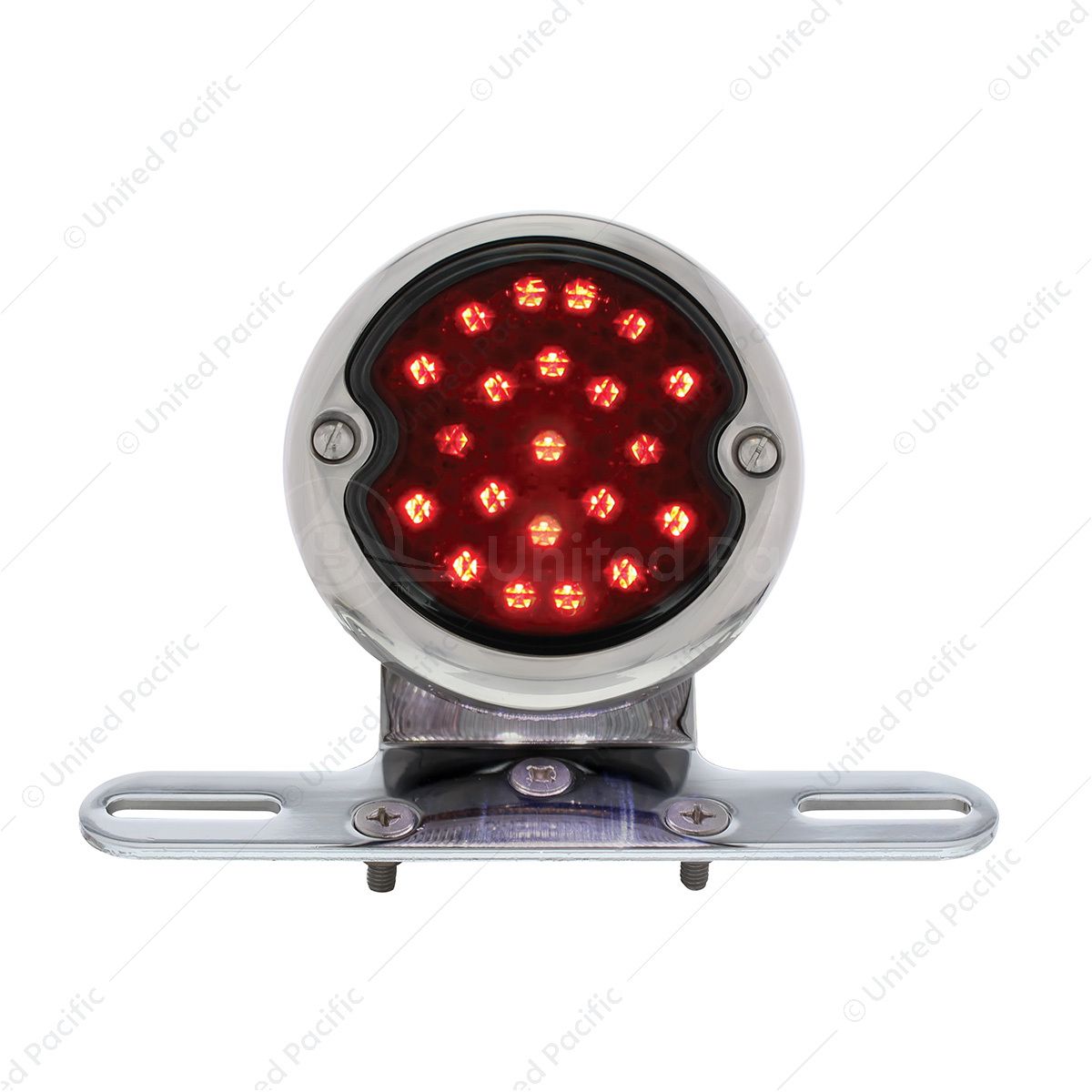 Chrome Motorcycle Rear Fender LP Bracket With 1933-36 Ford Style LED Tail Light