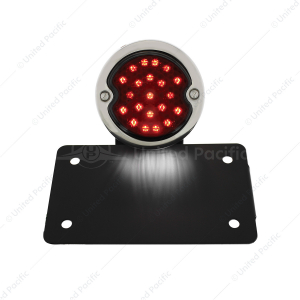 Black Horizontal Side Mount License Bracket For Motorcycle With 1933-36 Ford Style LED Tail Light