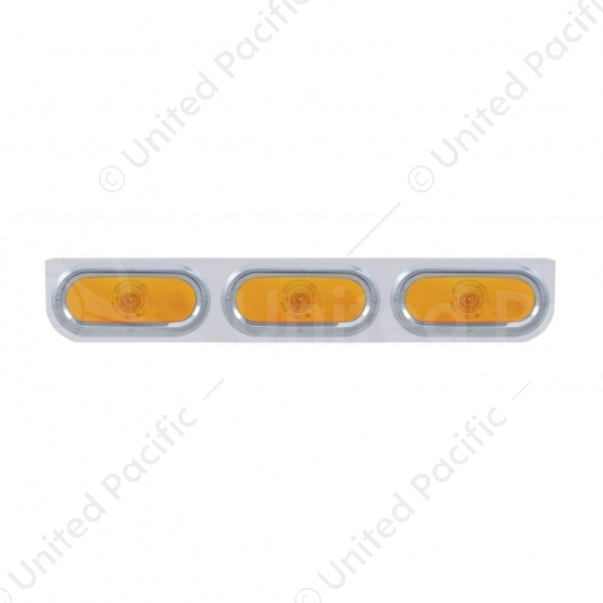 Stainless Light Bracket With 3X 6" Oval Lights & Visors - Amber Lens