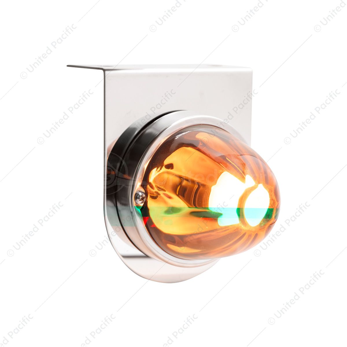 Dual Function Glass Watermelon Light With Stainless Steel Light Bracket Kit With LED Bulb-Amber LED/