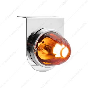 Dual Function Glass Watermelon Light With Stainless Steel Light Bracket Kit With LED Bulb-Amber LED/