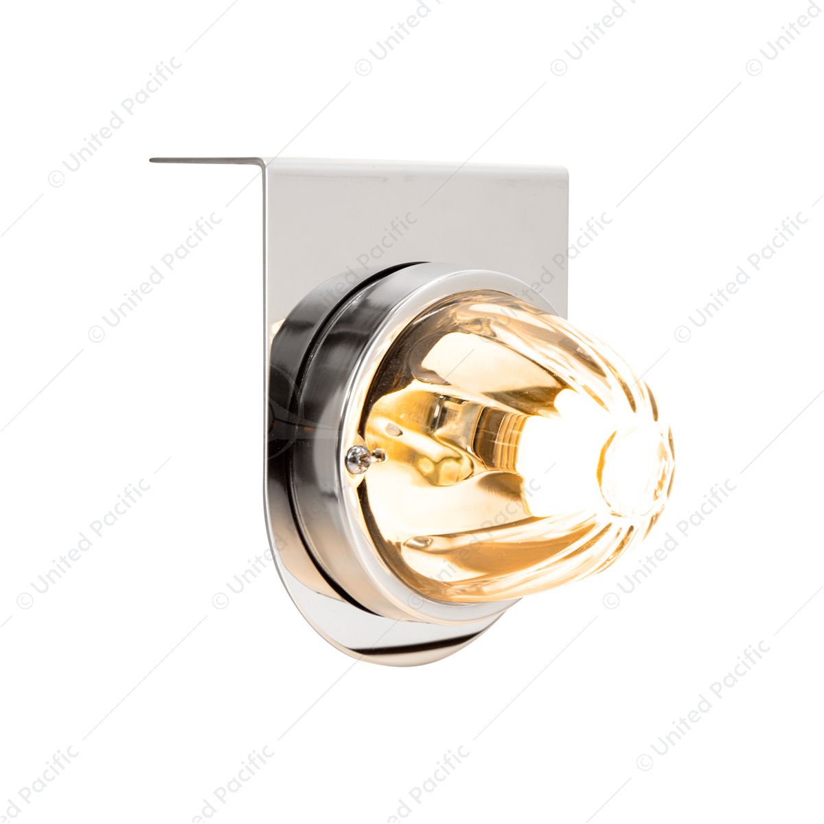 Dual Function Glass Watermelon Light With Stainless Steel Light Bracket Kit With LED Bulb-Amber LED/