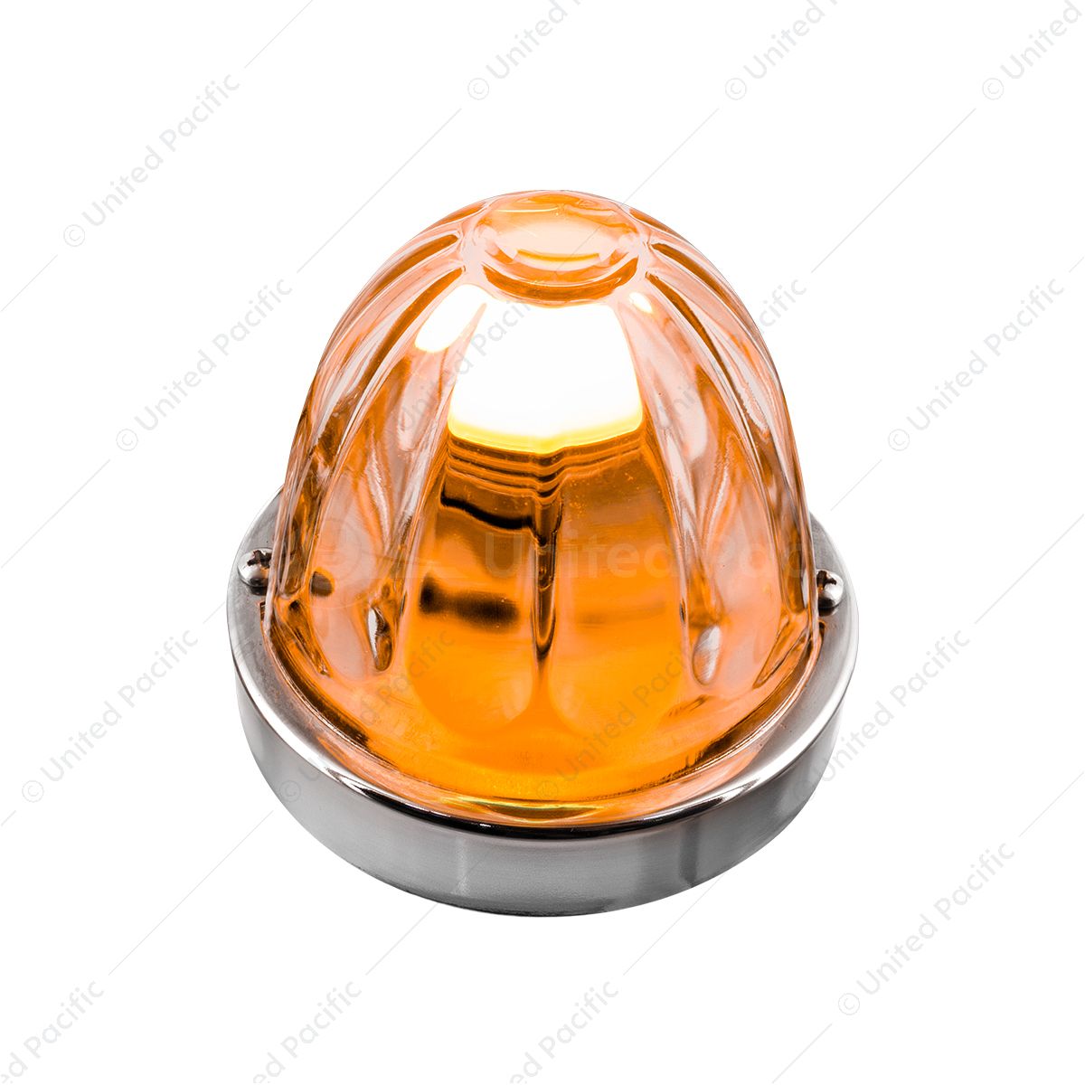 Dual Function Glass Watermelon Flush Mount Kit With LED Bulb - Amber LED/Clear Lens