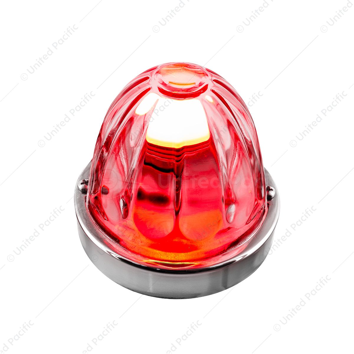 Dual Function Glass Watermelon Flush Mount Kit With LED Bulb - Red LED/Clear Lens