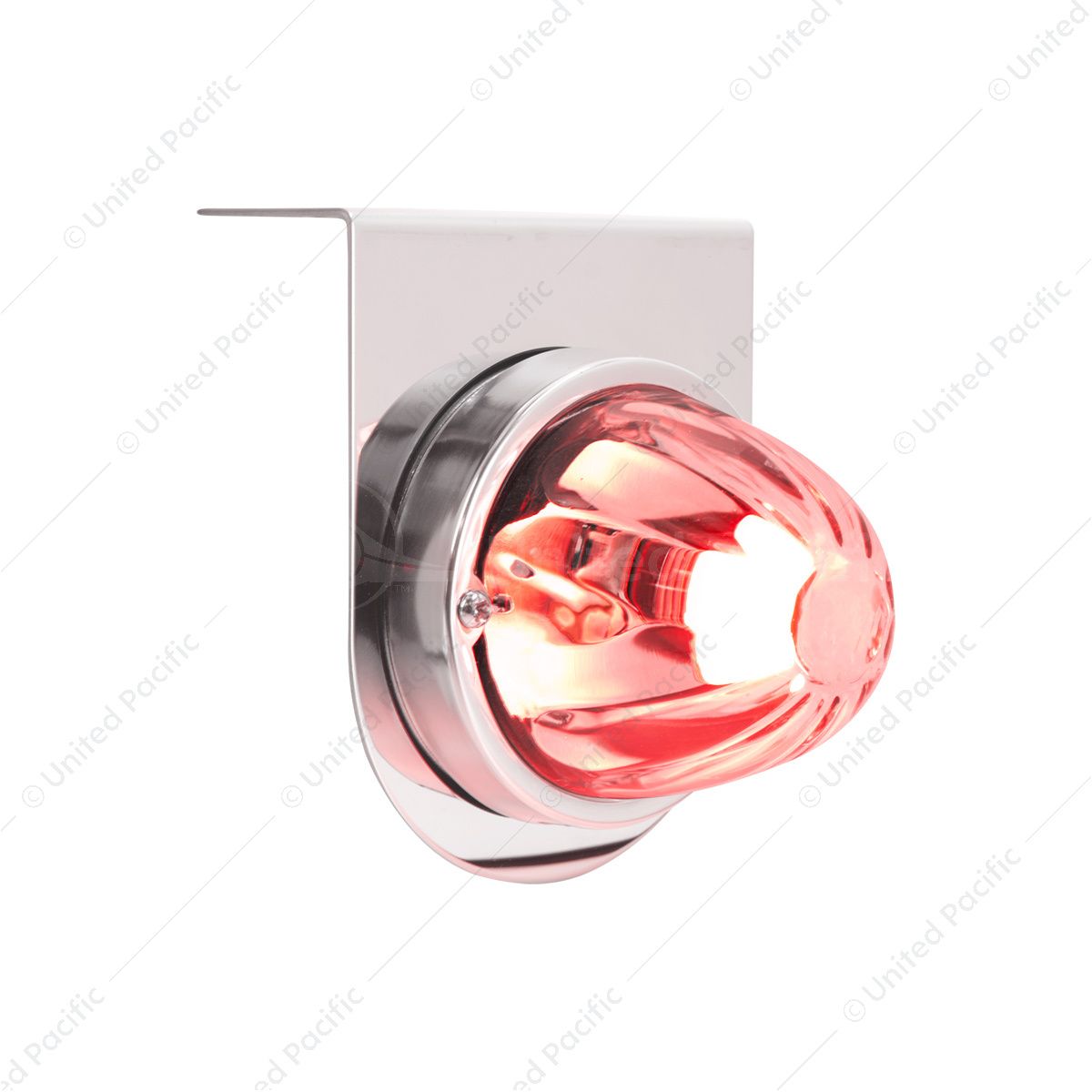Dual Function Glass Watermelon Light With Stainless Steel Light Bracket Kit With LED Bulb-Red LED/Cl