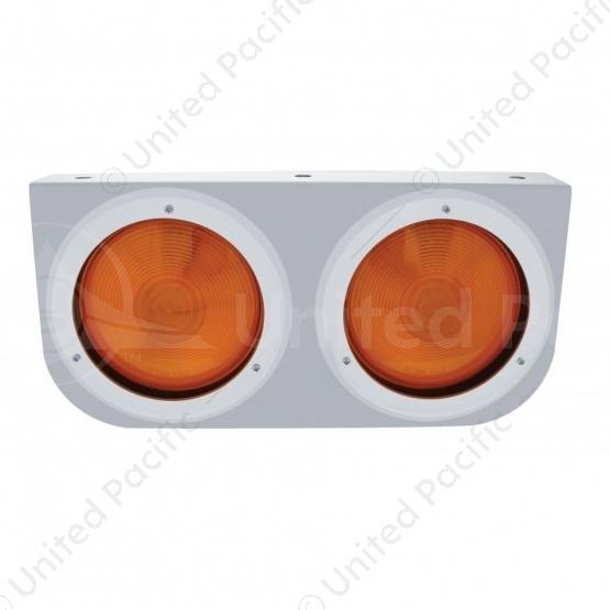 Stainless Light Bracket With 2X 4" Lights & Bezels - Amber Lens