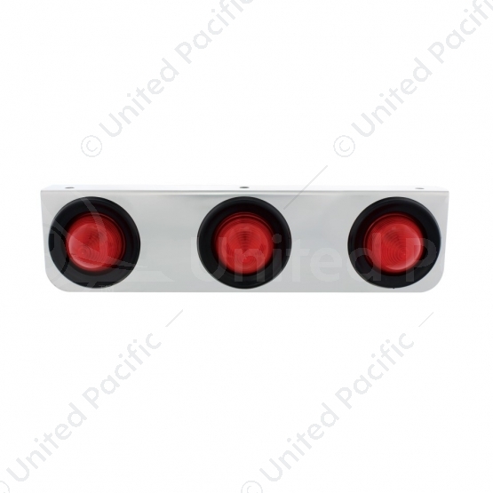 Stainless Light Bracket With Three 2.5" Beehive Lights & Grommets - Red Lens