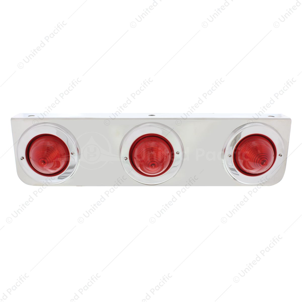 Stainless Steel Bracket With 3 Red Beehive Clearance Lights & Bezels