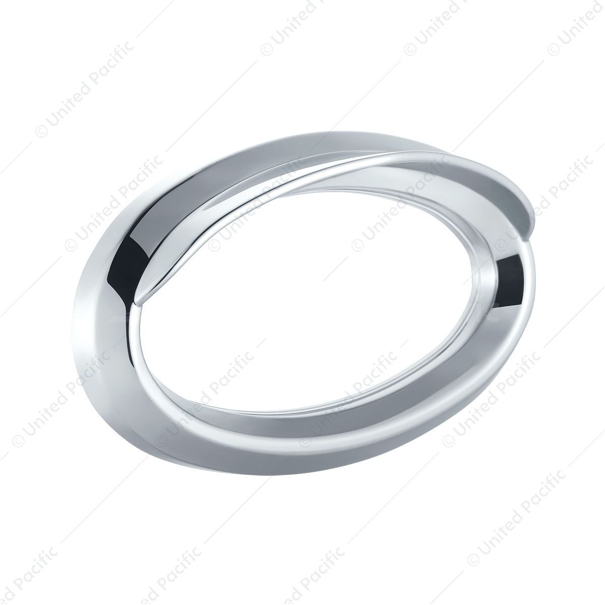 Chrome Plastic Bezels With Visor For 3" X 1-1/8" Peterbilt Door Emblem (Card of 2)