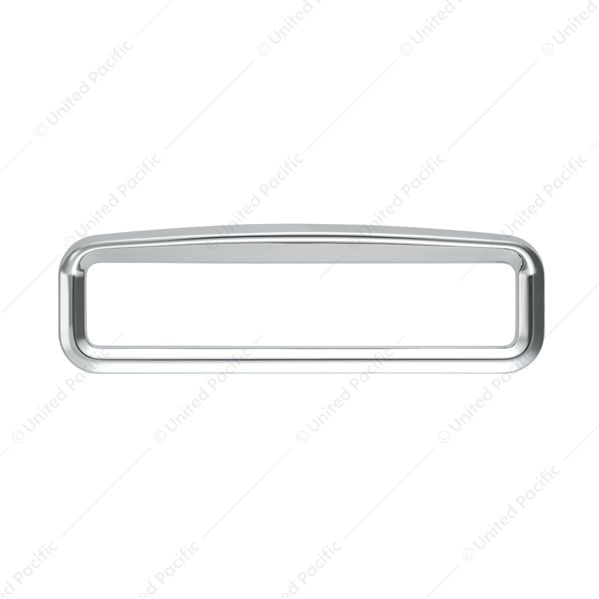 Chrome Bezel With Visor For 4-3/8" X 7/8" Kenworth Glove Box Emblem