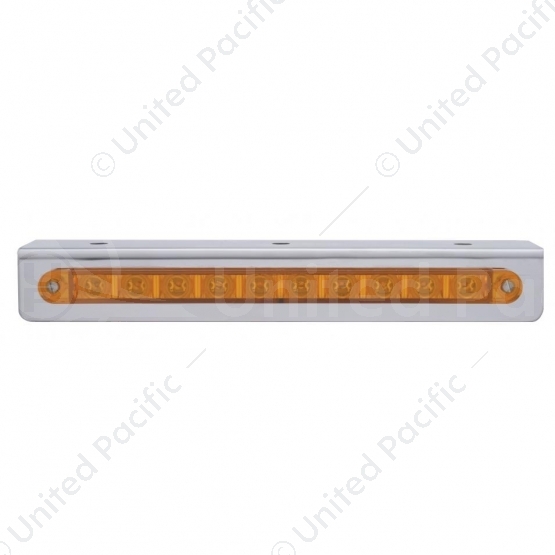 9-3/4" Stainless Light Bracket With 10 LED 9" Light Bar - Amber LED/Amber Lens