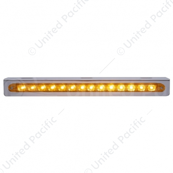 12-3/4" Stainless Light Bracket With 14 LED 12" Light Bar - Amber LED/Amber Lens