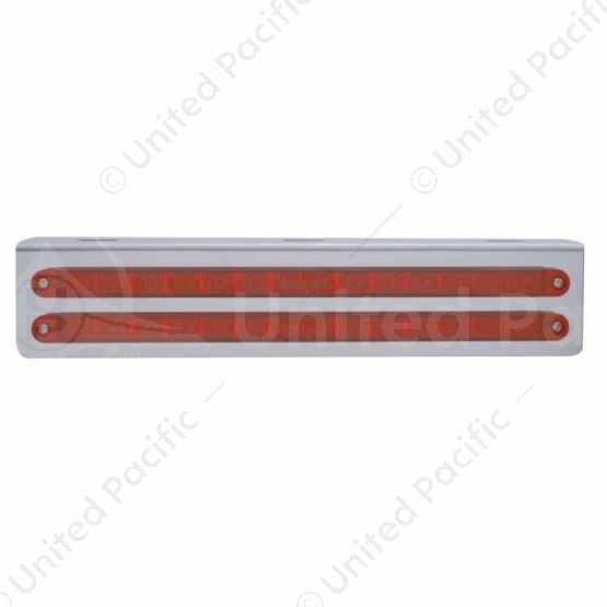 12-3/4" Stainless Light Bracket With 2X 14 LED 12" Light Bars - Red LED/Red Lens