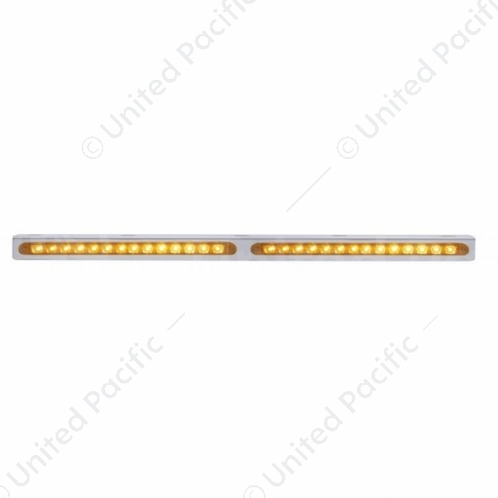 25-5/16" Stainless Light Bracket With 2X 14 LED 12" Light Bars - Amber LED/Amber Lens