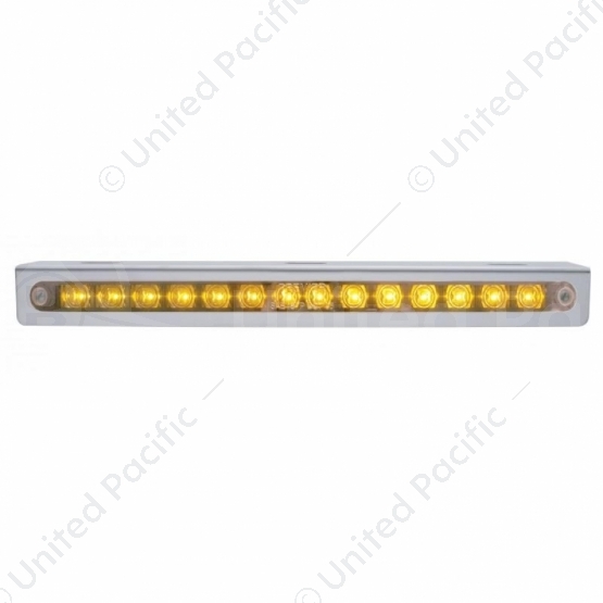12-3/4" Stainless Light Bracket With 14 LED 12" Light Bar - Amber LED/Chrome Lens