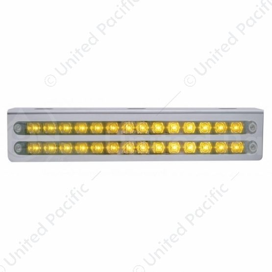 12-3/4" Stainless Light Bracket With 2X 14 LED 12" Light Bars - Amber LED/Chrome Lens