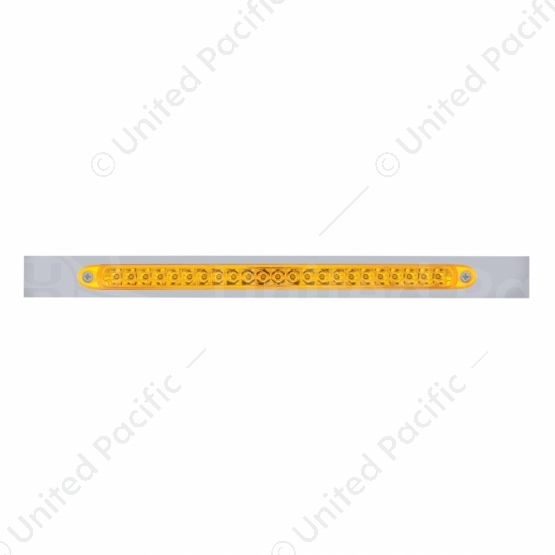 Chrome Top Mud Flap Plate With 23 LED 17" Reflector Light Bar - Amber LED/Amber Lens (Each)