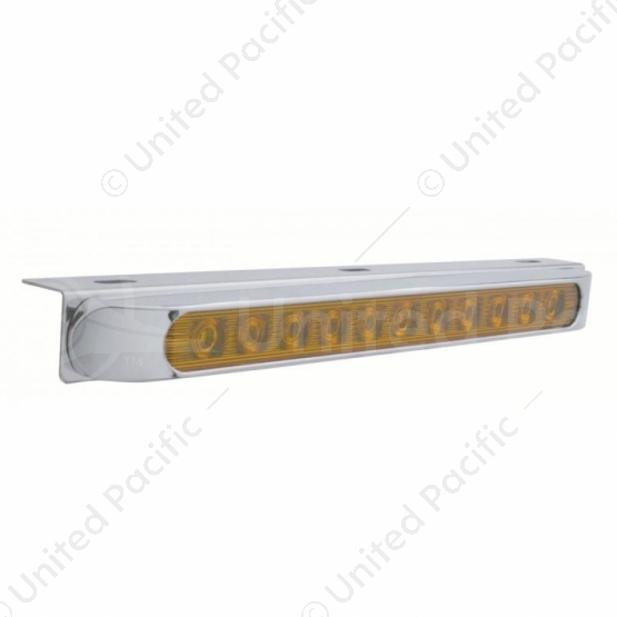 17-5/16" Stainless Light Bracket With 11 LED 17" Light Bar & Bezel - Amber LED/Amber Lens