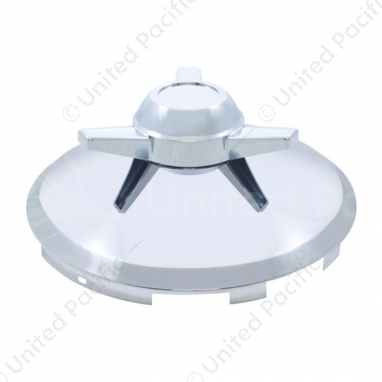 6 Uneven Notched Stainless Front Hubcap With 3 Bar Spinner - 7/16" Lip