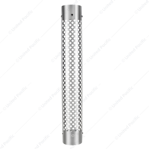 48" Tall 180 Degree Stainless Exhaust Muffler Shield For 5" Diameter Exhaust - Round Slot