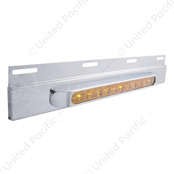 Stainless Top Mud Flap Plate With 11 LED 17" Light Bar & Bezel - Amber LED/Amber Lens (Each)