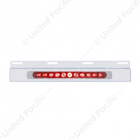 Stainless Top Mud Flap Plate With 11 LED 17" Light Bar & Bezel - Red LED/Red Lens (Each)