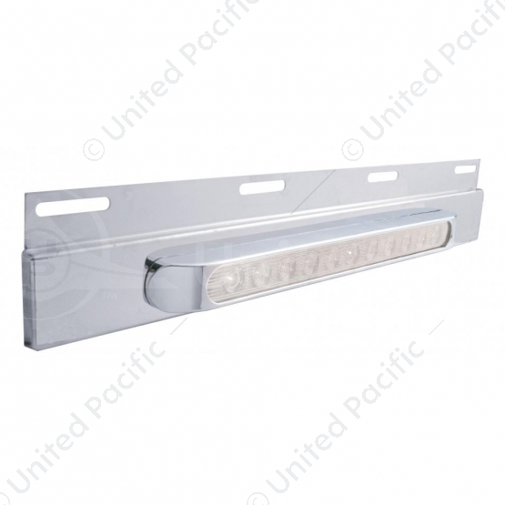 Stainless Top Mud Flap Plate With 11 LED 17" Light Bar & Bezel - Amber LED/Clear Lens (Each)